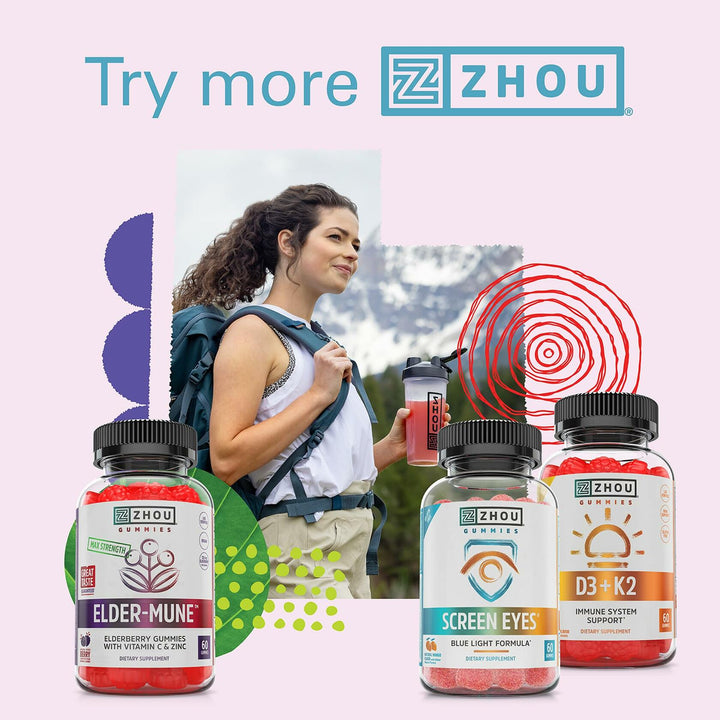 Zhou Screen Eyes Gummies - Lutein Gummies for Eye Health, Lutein and Zeaxanthin for Adults &amp; Kids, Supports Eyesight, Blue Light Vision Health Formula - 60 Count