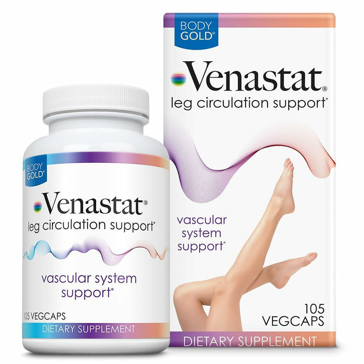 Body Gold Venastat - Leg Vein Support Supplements, Circulation Supplements with Horse Chestnut &amp; Diosmin for Men &amp; Women, Healthy Blood Flow - 105 Veggie Capsules