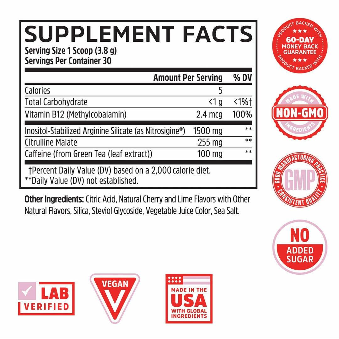ZHOU Lite Up Xtra - Sugar Free Pre Workout Powder for Women &amp; Men, Preworkout Supplement with Caffeine for Clean Energy, Amino Acid Support, Hydrate &amp; Focus, Plant Based - Cherry Limeade, 16 oz Jar