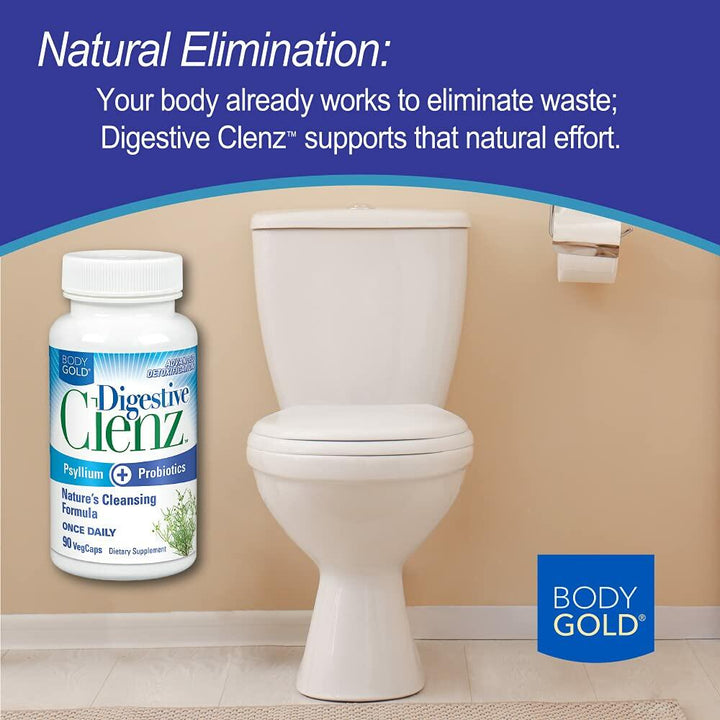 Body Gold Digestive Clenz | Healthy Detoxification, Elimination &amp; Nutrient Absorption Support | 30 Servings, 90 VegCaps