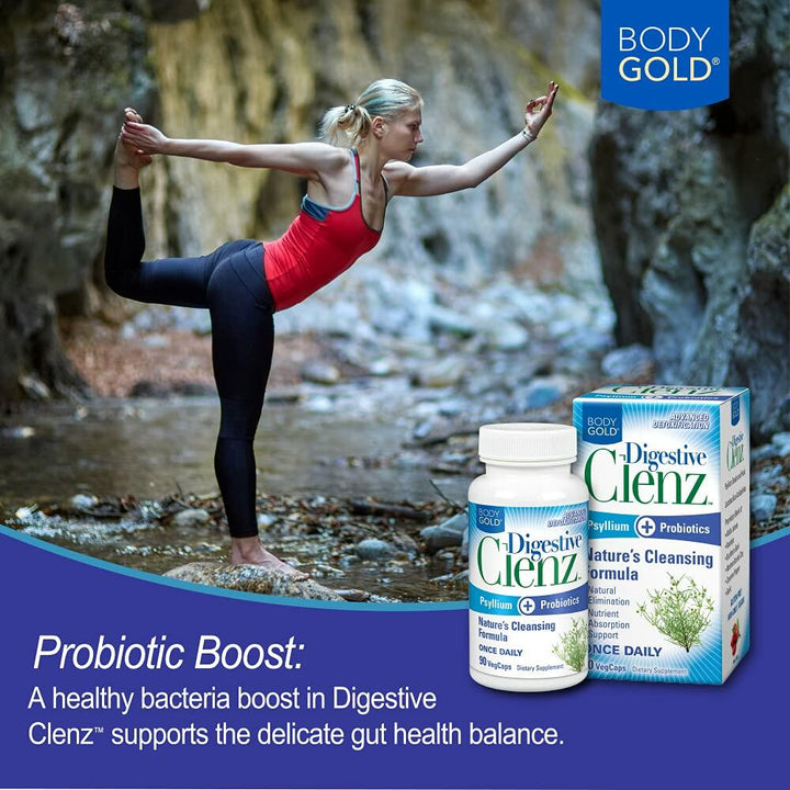Body Gold Digestive Clenz | Healthy Detoxification, Elimination &amp; Nutrient Absorption Support | 30 Servings, 90 VegCaps