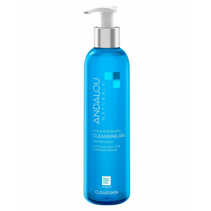 Andalou Naturals Clear Skin Citrus Kombucha Gel Face Cleanser - With Argan Stem Cells, Probiotics, &amp; Aloe Vera to Remove Excess Oil &amp; Dull Surface Cells for More Radiant, Balanced Skin - 6 Fl Oz