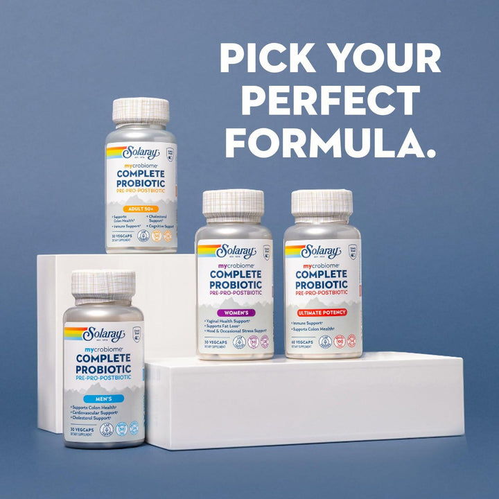 SOLARAY Mycrobiome Complete Probiotic Postnatal - Pre and Probiotics for Women and Men Plus Postbiotic - 50 Billion CFU, 23 Strains - Vegan, Clinically Studied Ingredients - 30 Servings, 30 VegCaps