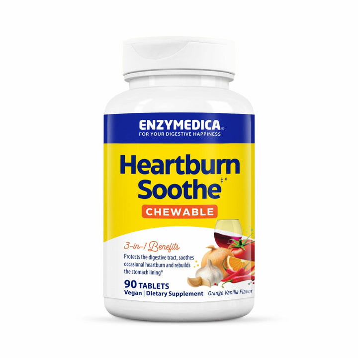 Enzymedica, Heartburn Soothe, Fast-Acting Digestive Aid, Vanilla Orange, 90 Chews (45 Servings)