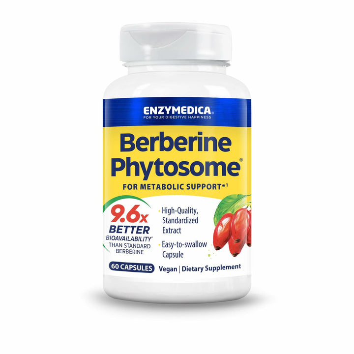 Enzymedica Berberine Phytosome High Absorption Supplement - Berbevis Berberine Phytosome Capsules for Men &amp; Women, Bioavailable Formula, Natural Metabolic Health Support, Vegan, Gluten Free - 60 Caps