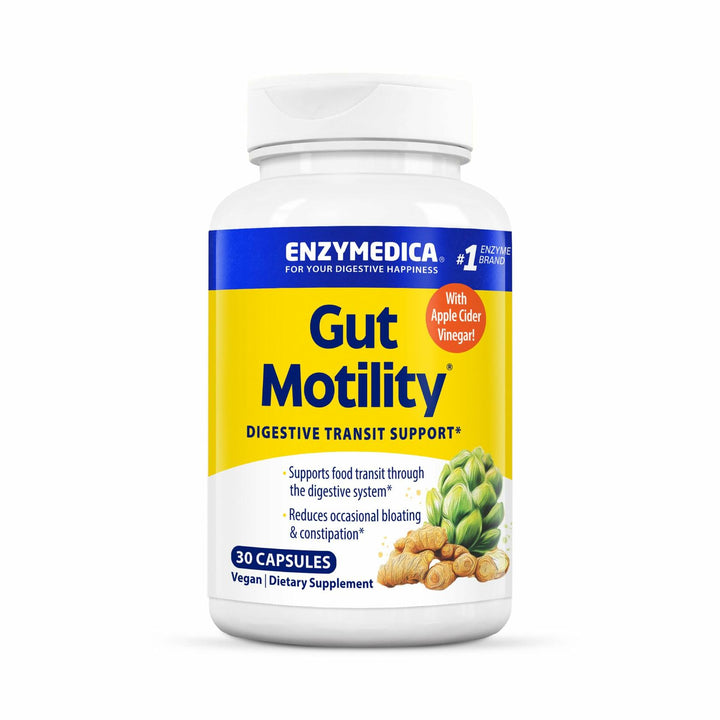 Enzymedica Gut Motility Supplement for Men &amp; Women - Apple Cider Vinegar Capsules with Artichoke &amp; Ginger Extract, Digestive Health Support for Adults, Reduces Occasional Bloating &amp; Gas - 30 Caps