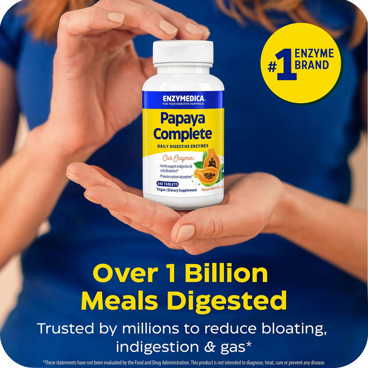 Enzymedica Papaya Complete - Papaya Enzymes Chewable, Digestive Enzyme Supplement for Women and Men, Digestion &amp; Gut Health Support, High Potency Bromelain &amp; Papain, Vegan, Gluten Free - 240 Tablets