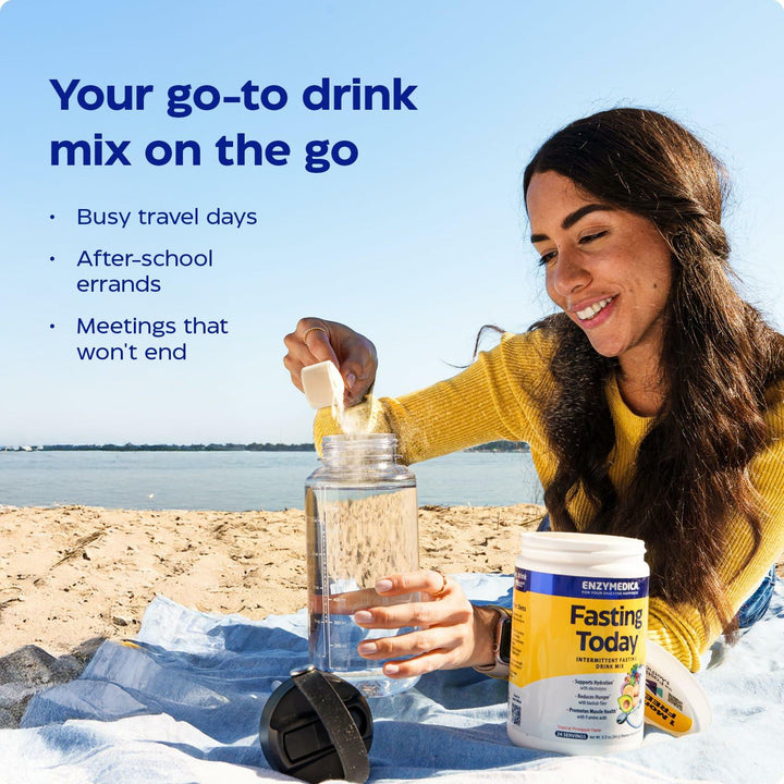 Enzymedica Fasting Today Drink Mix - Electrolyte Powder Supplement for Intermittent Fasting, Support for Hydration, Appetite & Muscle Health, Keto Friendly, Tropical Pineapple Flavor - 8.75 oz