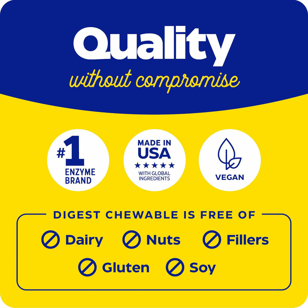Enzymedica Digest Complete Chewable - Digestive Enzyme Supplement for Women &amp; Men, Chewable Enzyme Tablets for Digestion, Gut Health Support, Helps Gas &amp; Bloating, Energy Support, Vegan - 30 Tablets