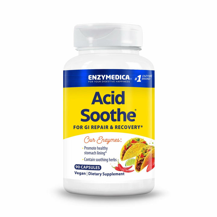 Enzymedica, Acid Soothe, Support for Occasional Heartburn, 3-in-1 Formula with Enzymes &amp; Soothing Herbs, 90 Count