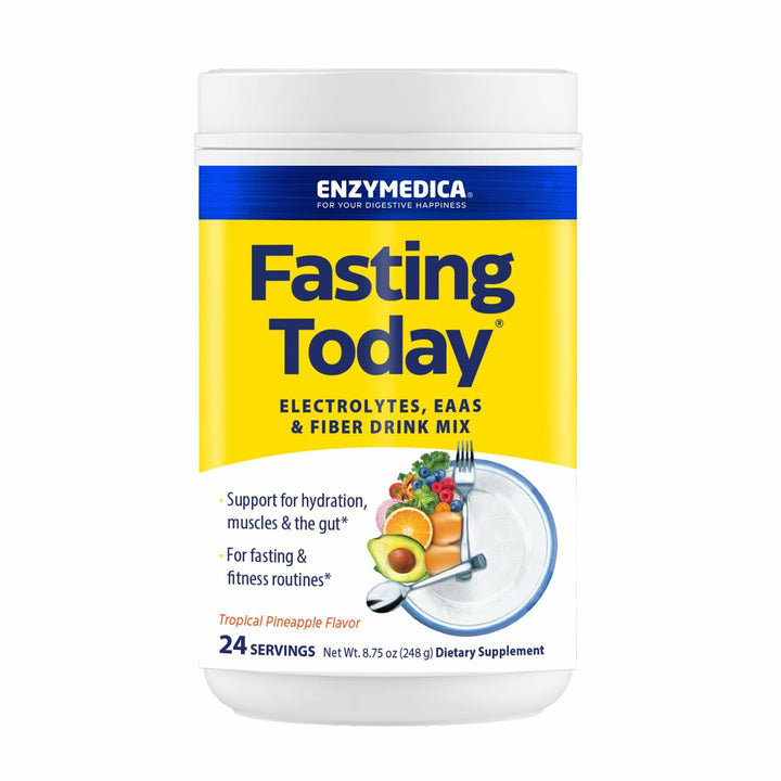 Enzymedica Fasting Today Drink Mix - Electrolyte Powder Supplement for Intermittent Fasting, Support for Hydration, Appetite & Muscle Health, Keto Friendly, Tropical Pineapple Flavor - 8.75 oz