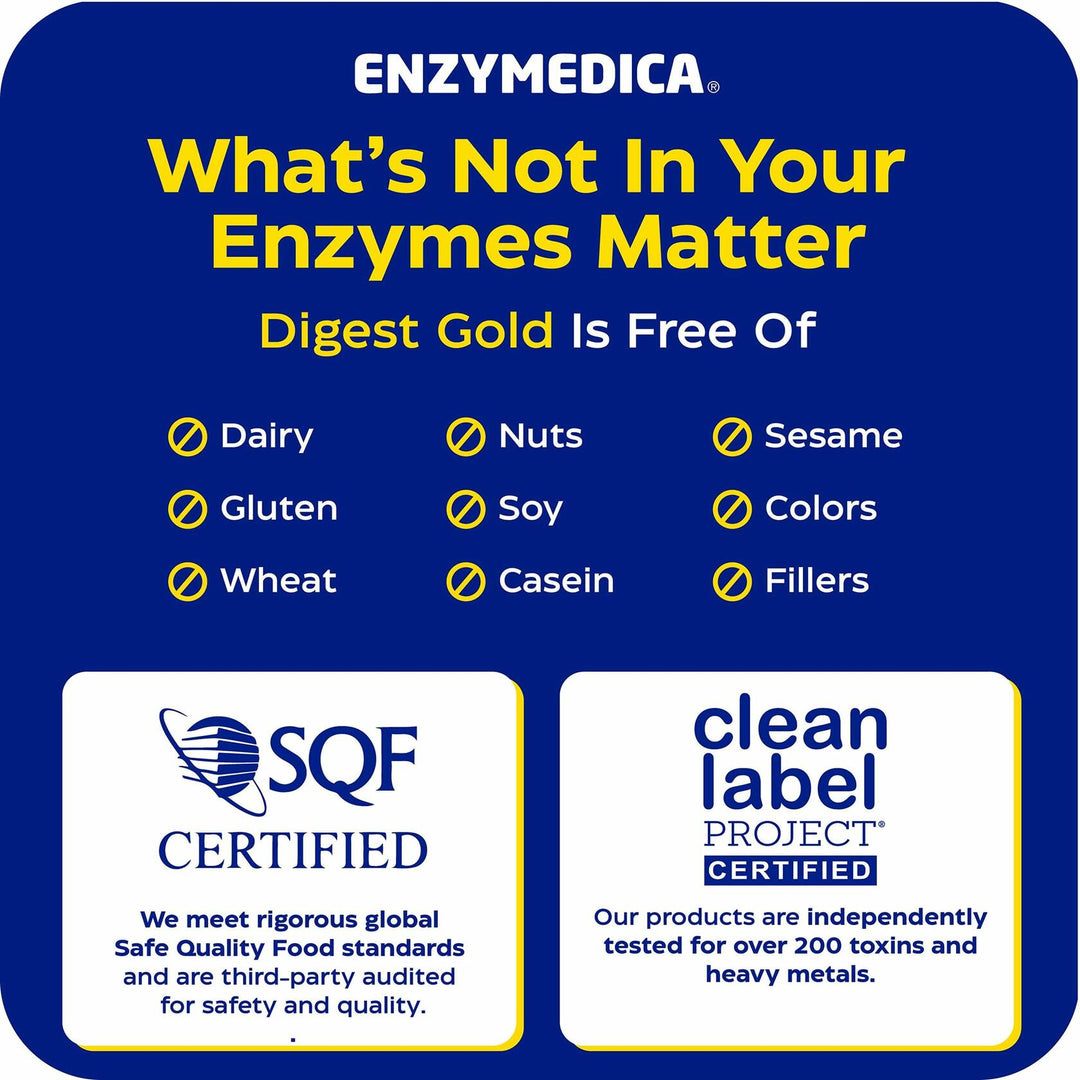 Enzymedica Digest Gold - Digestive Enzyme Supplement for Women &amp; Men, Enzyme Capsules for Digestion, Gut Health Support, Helps Gas &amp; Bloating, ATPro Energy Support, Maximum Strength, Vegan - 21 Caps