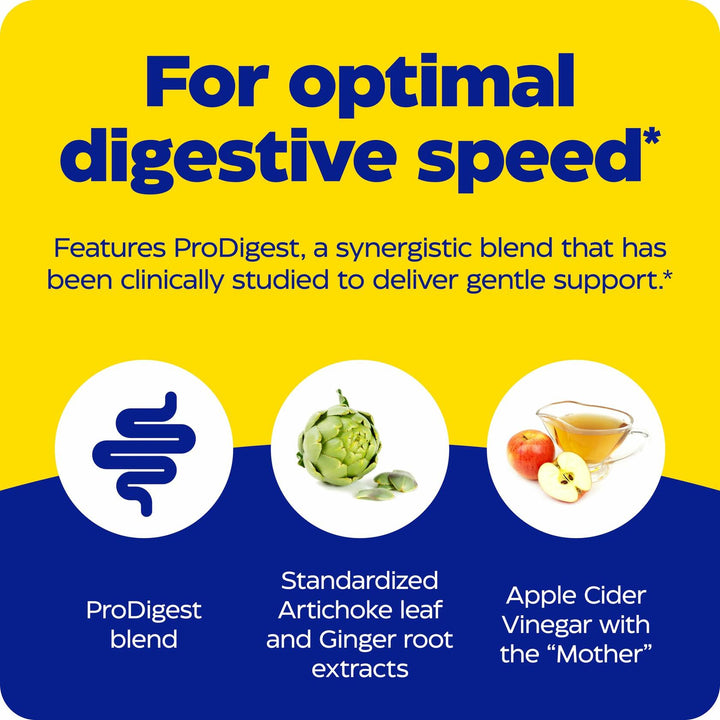 Enzymedica Gut Motility Supplement for Men &amp; Women - Apple Cider Vinegar Capsules with Artichoke &amp; Ginger Extract, Digestive Health Support for Adults, Reduces Occasional Bloating &amp; Gas - 30 Caps