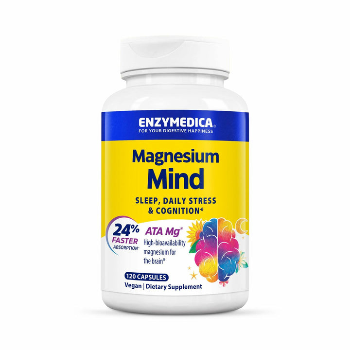 Enzymedica, Magnesium Mind with ATA Mg, 24% Faster Absorption, High-Bioavailability Magnesium for Sleep, Stress &amp; Cognition, 120 Count