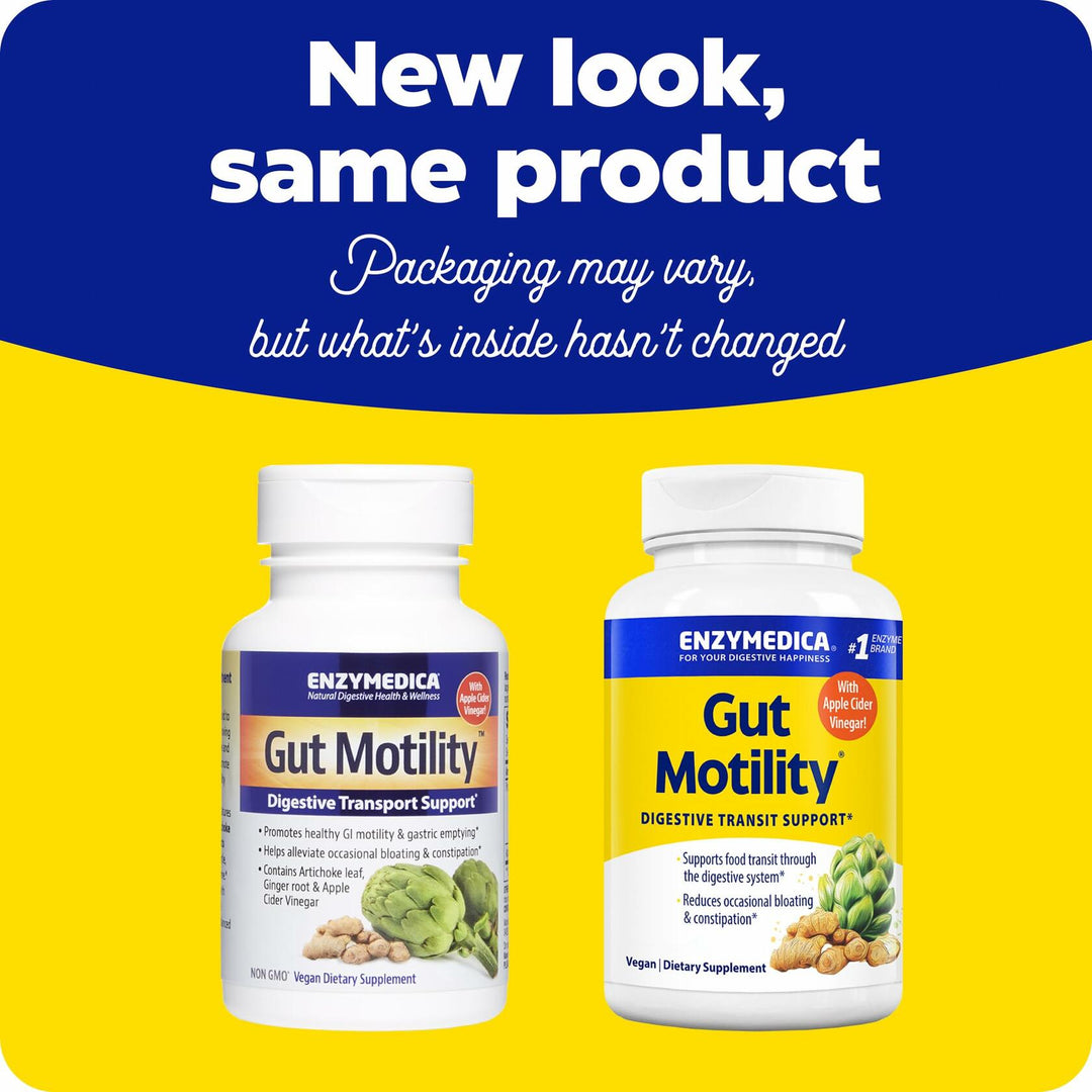 Enzymedica Gut Motility Supplement for Men &amp; Women - Apple Cider Vinegar Capsules with Artichoke &amp; Ginger Extract, Digestive Health Support for Adults, Reduces Occasional Bloating &amp; Gas - 30 Caps