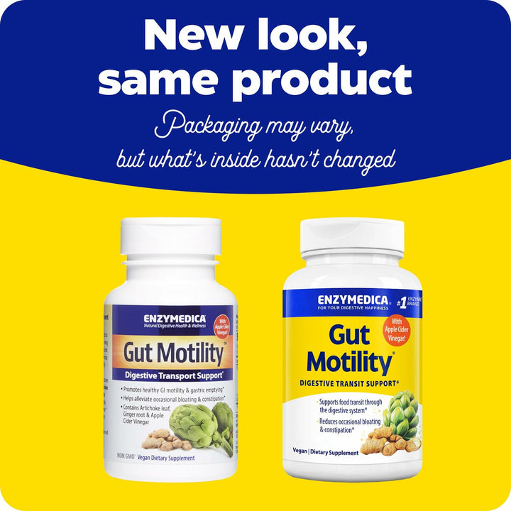 Enzymedica Gut Motility Supplement for Men &amp; Women - Apple Cider Vinegar Capsules with Artichoke &amp; Ginger Extract, Digestive Health Support for Adults, Reduces Occasional Bloating &amp; Gas - 30 Caps