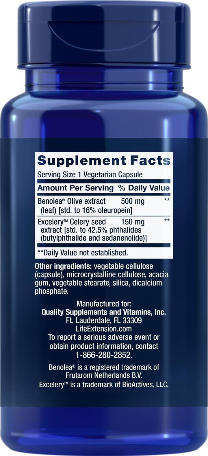 Life Extension Advanced Olive Leaf Vascular Support, 60 Vegetarian Capsules (Pack of 2)