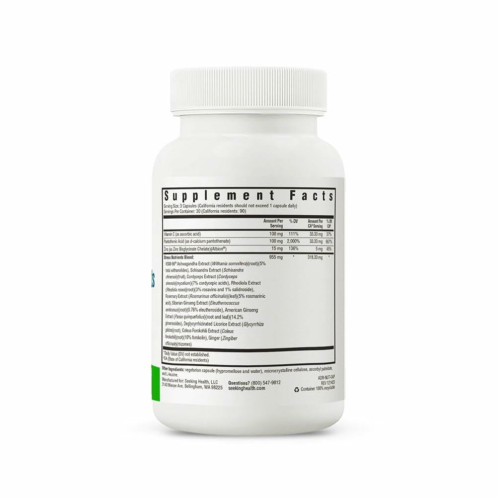 Seeking Health Stress Nutrients, Formerly Adrenal Nutrients, Adrenal Support Supplement, Healthy Cortisol Regulation and Normal Stress Response Support (90 Capsules)*