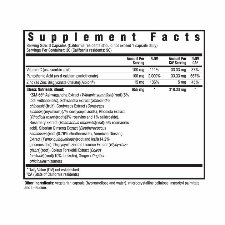 Seeking Health Stress Nutrients, Formerly Adrenal Nutrients, Adrenal Support Supplement, Healthy Cortisol Regulation and Normal Stress Response Support (90 Capsules)*
