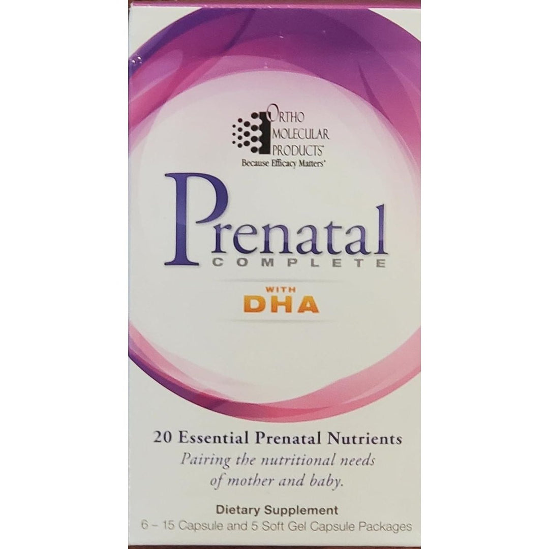 Ortho Molecular - Prenatal Complete with DHA - 30 Day Supply (6 - 15 Capsule and 5 softgel Capsule Packages) - The Oasis of Health