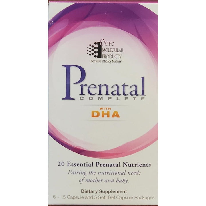 Ortho Molecular - Prenatal Complete with DHA - 30 Day Supply (6 - 15 Capsule and 5 softgel Capsule Packages) - The Oasis of Health