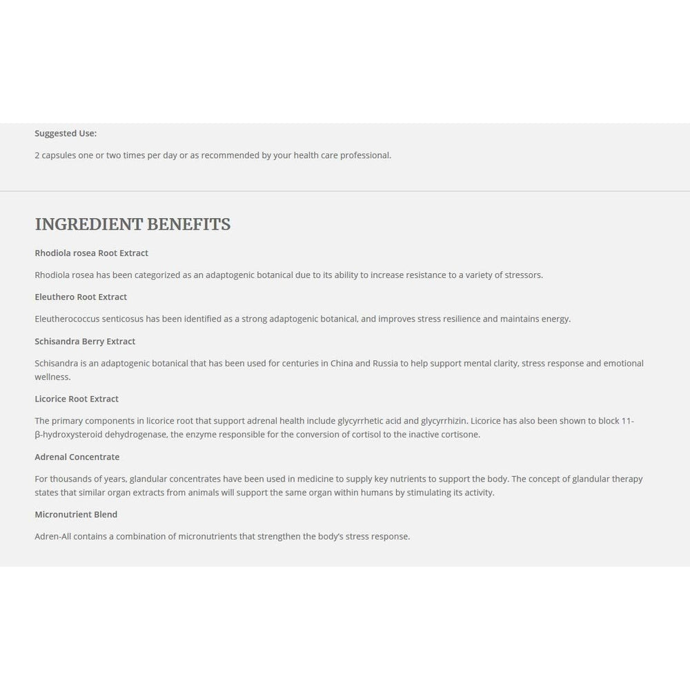 Ortho Molecular Products Adren - All Capsules, 120 Count - The Oasis of Health