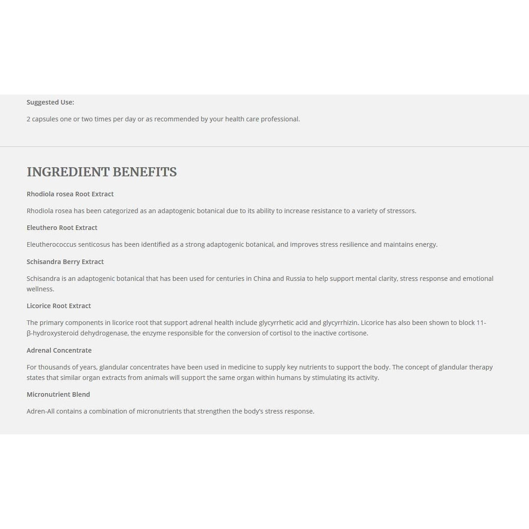 Ortho Molecular Products Adren - All Capsules, 120 Count - The Oasis of Health