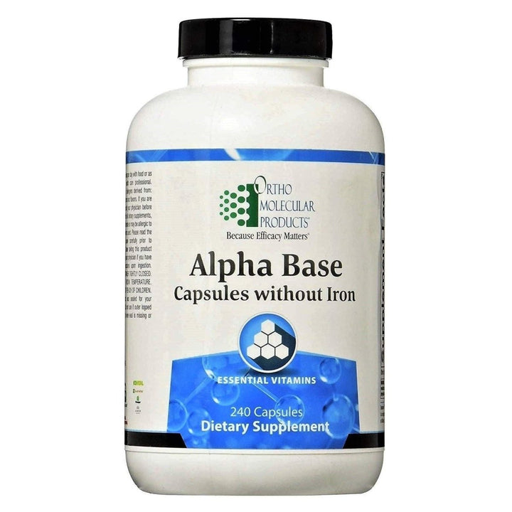 Ortho Molecular Products Alpha Base Caps Without Iron - Comprehensive Daily Multivitamin Supplement - 240 Capsules - The Oasis of Health