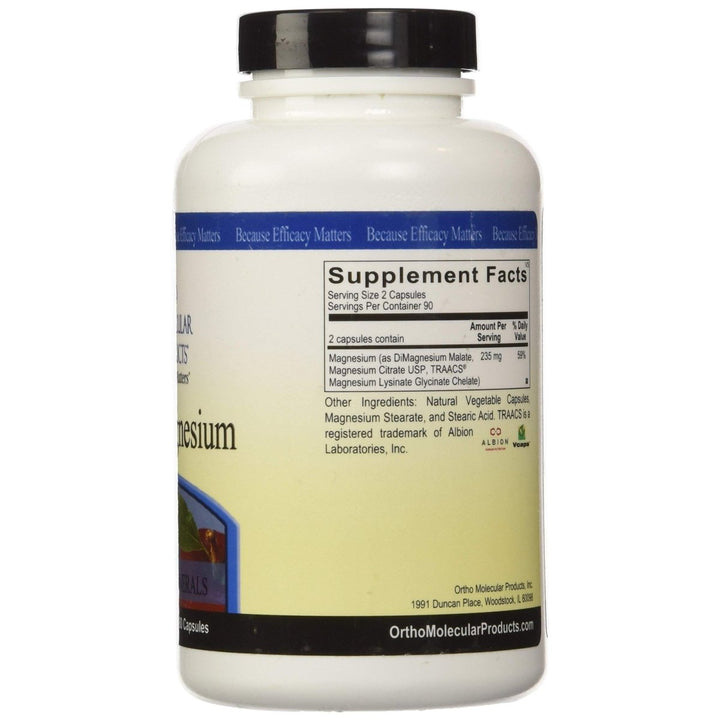 Ortho Molecular Products, Reacted Magnesium, 180 Capsules - The Oasis of Health
