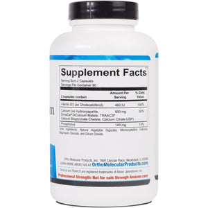 Ortho Molecular - Reacted Calcium - 180 Capsules - The Oasis of Health