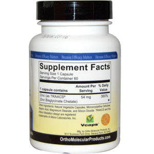 Ortho Molecular Reacted Zinc 60 Capsules - The Oasis of Health