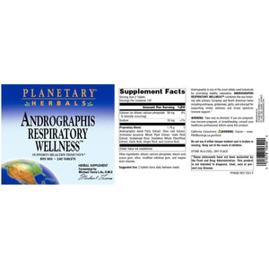 Planetary Herbals - Andrographis Respiratory Wellness Immune Support 895 mg. - 240 Tablets - The Oasis of Health