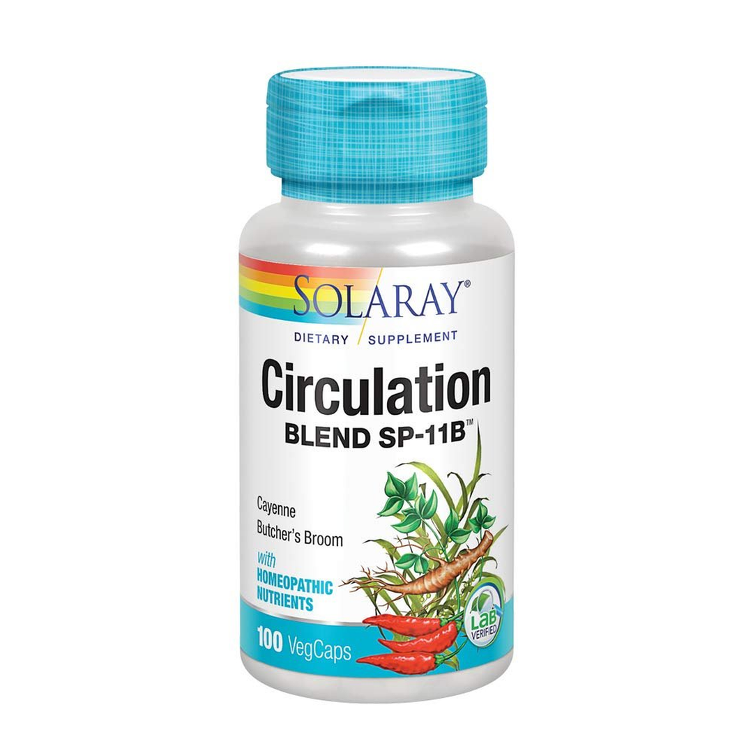 SOLARAY Circulation Blend SP-11B - Herbs &amp; Cell Salt for Healthy Circulatory System Support - 50 Servings, 100 VegCaps