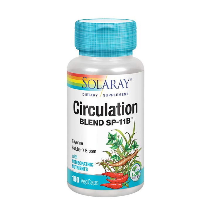 SOLARAY Circulation Blend SP-11B - Herbs &amp; Cell Salt for Healthy Circulatory System Support - 50 Servings, 100 VegCaps