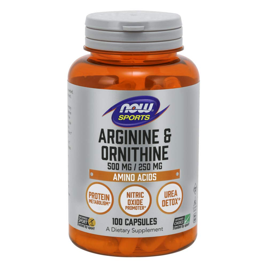 Now Sports Arginine &amp; Ornithine 500 mg / 250 mg 100 Vcaps - 0040