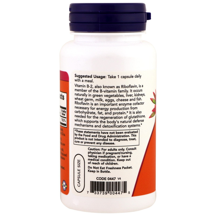 Now Foods Vitamin B-2 100 mg 100 Vcaps - 0447 - 3 Pack
