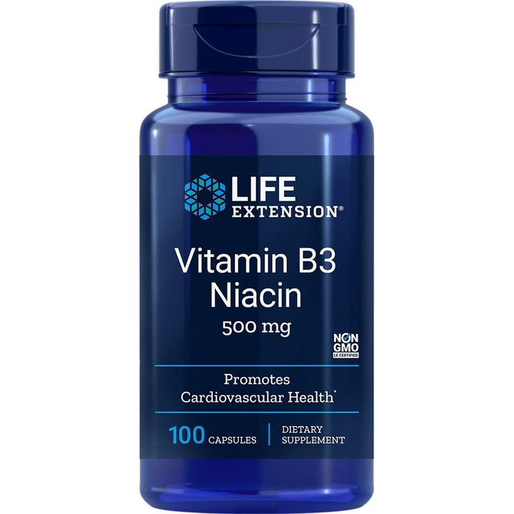 Life Extension Vitaamin B3 Niacin 500 mg 100 Capsules