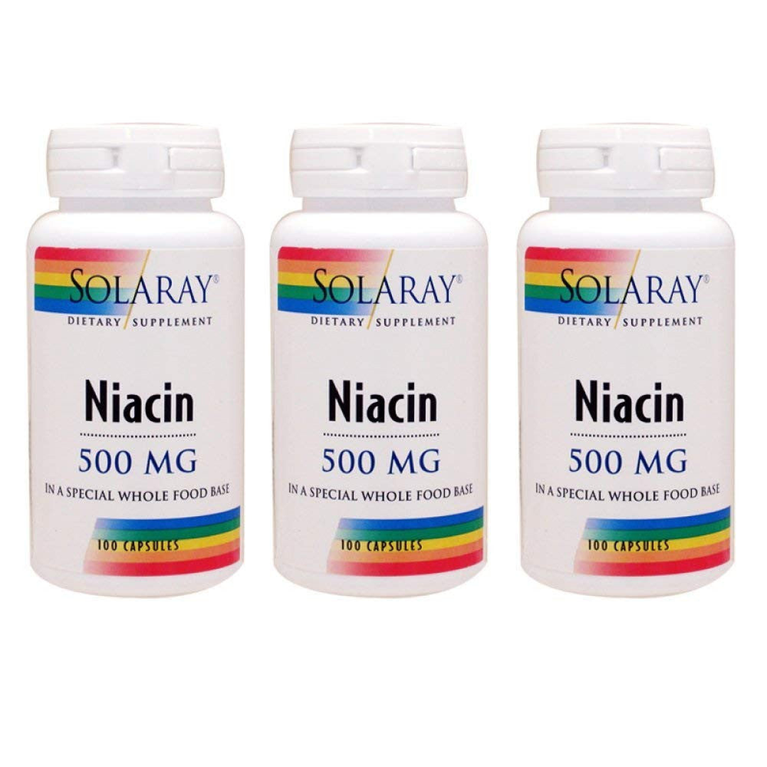 Solaray Niacin 500mg 100 Vcaps - 3 Pack