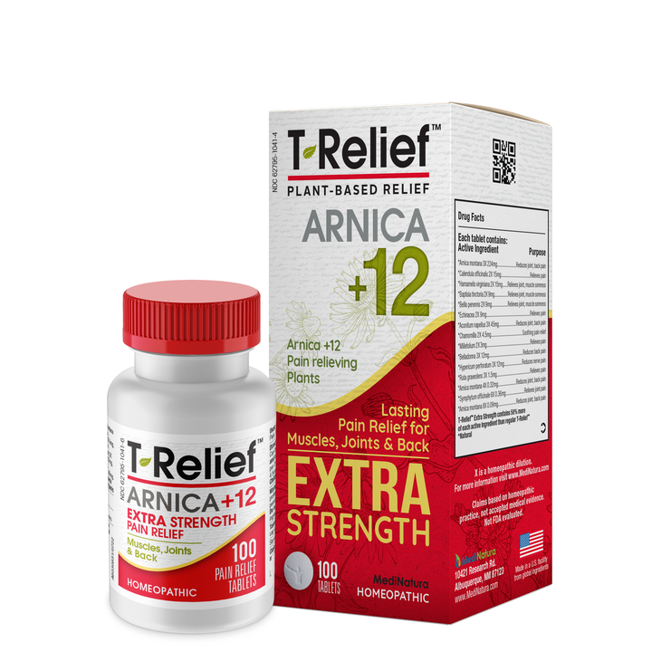 Medinatura T-Relief Arnica +12 Lasting Pain Relief Muscles Joints Back 100 Tablets