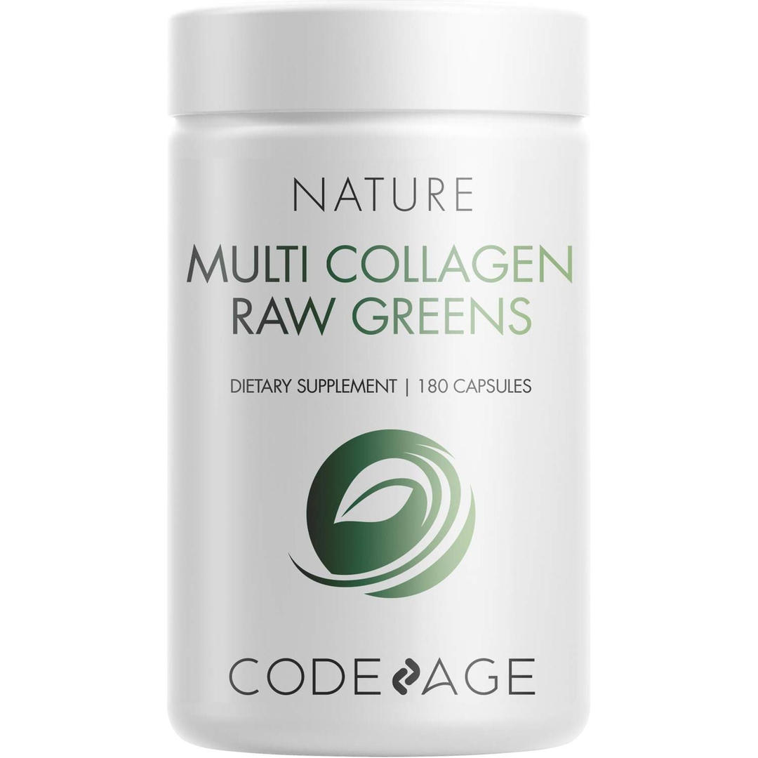 Codeage - Multi Collagen Protein Capsules + Organic Greens Superfood - 180 Capsules