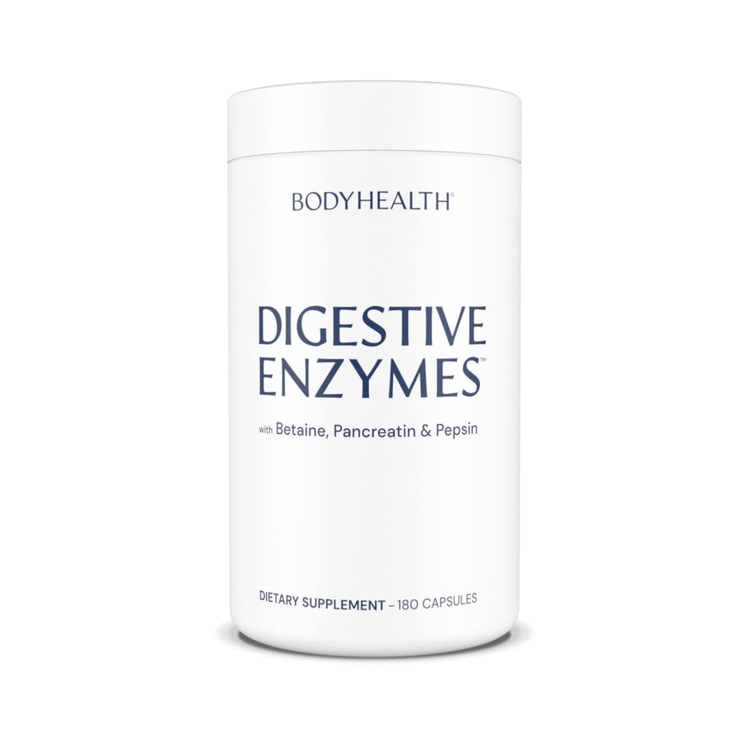 BodyHealth Digestive Enzymes Full Spectrum Digestive Support (180 caps), Betaine, Pepsin, Pancreatin BPP Loaded with Enzymes and Probiotics, Relief for Stomach Bloating, Heartburn, Gas, Constipation