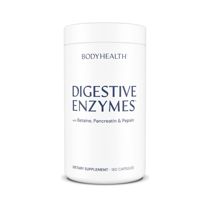 BodyHealth Digestive Enzymes Full Spectrum Digestive Support (180 caps), Betaine, Pepsin, Pancreatin BPP Loaded with Enzymes and Probiotics, Relief for Stomach Bloating, Heartburn, Gas, Constipation