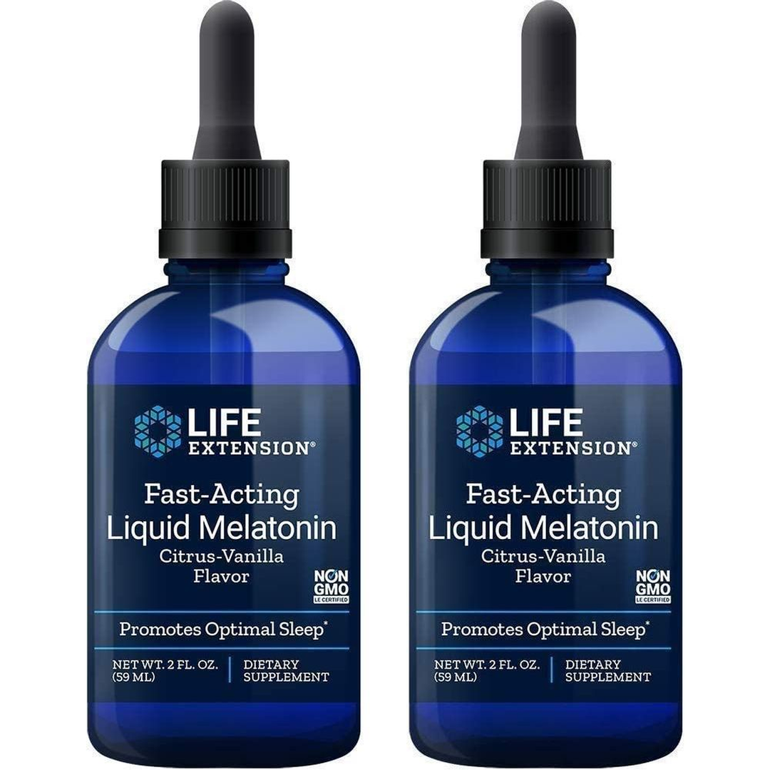 Life Extension Fast-Acting Liquid Melatonin (Citrus-Vanilla), 2 Fluid Ounces (Pack of 2)