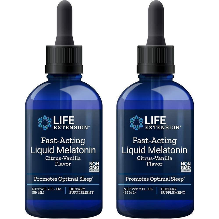 Life Extension Fast-Acting Liquid Melatonin (Citrus-Vanilla), 2 Fluid Ounces (Pack of 2)