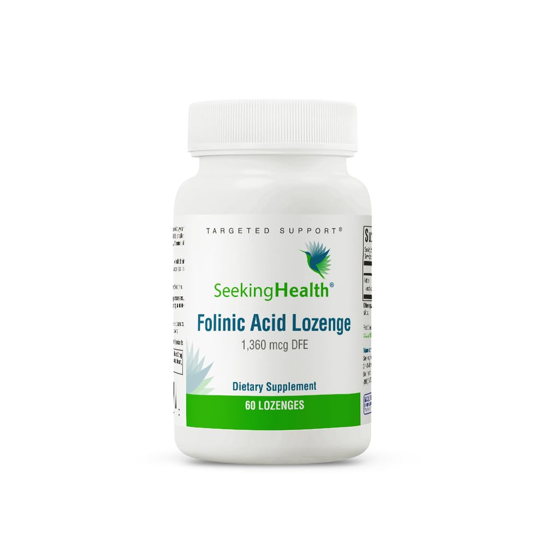 Seeking Health Folinic Acid, 1360 mcg DFE Folinic Acid to Support Homocysteine Levels, Methylation, Cognitive Function, and Energy, Vegan and Vegetarian (60 lozenges)