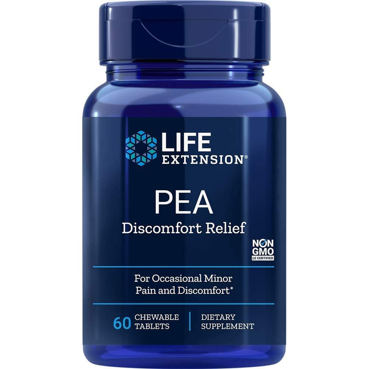 Life Extension Pea Discomfort Relief (Berry Flavor) for Occasional Minor Pain &amp; Discomfort - Palmitoylethanolamide Supplement - Gluten-Free, Non-GMO, Vegetarian - 60 Chewable Tablets