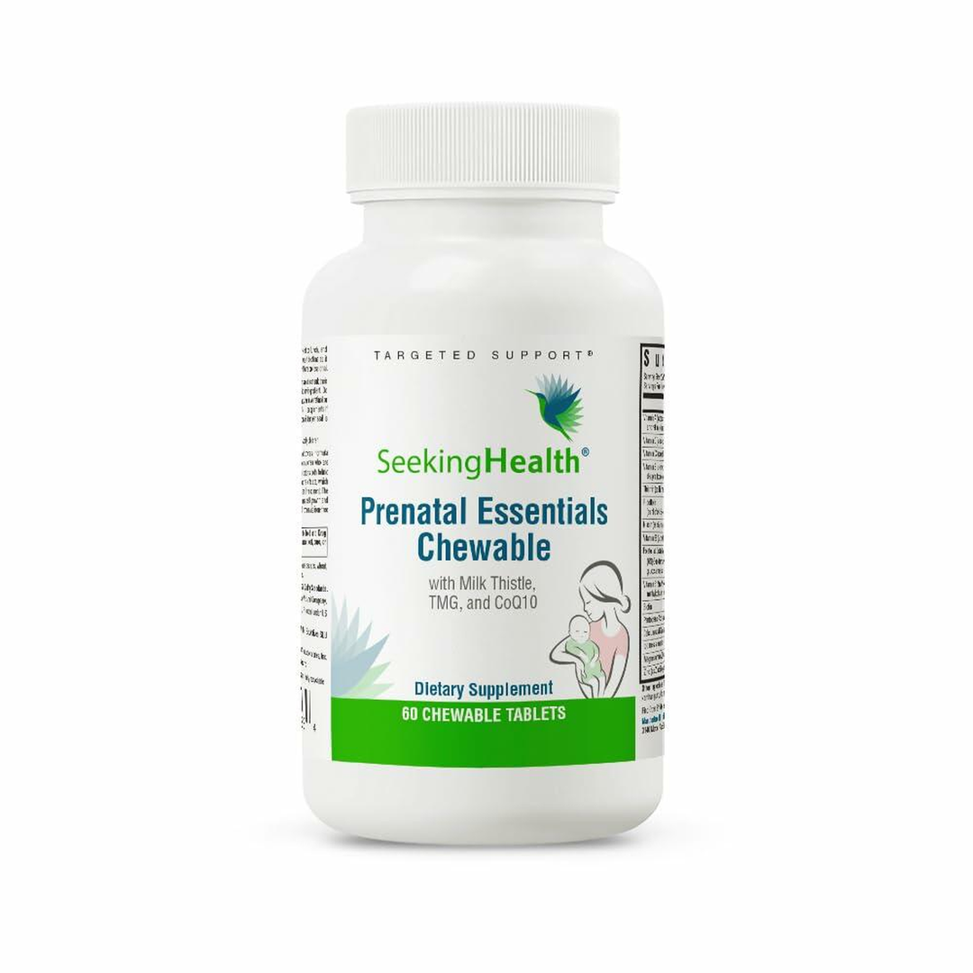 Seeking Health Prenatal Essentials Chewable - Prenatal Support Supplement with Riboflavin - Formula Supports Immune Health &amp; Methylation - B12 Supplement to Support Genetic Development - 60 Tablets