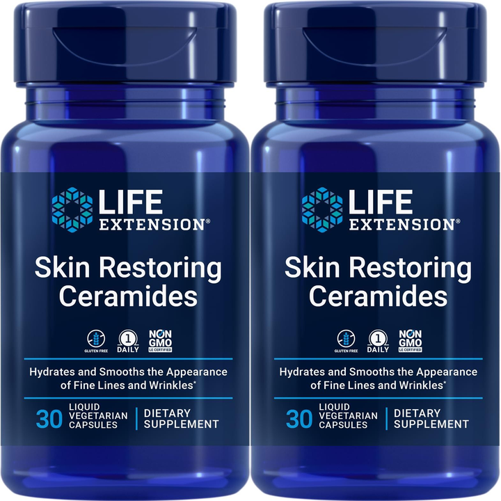 Life Extension Skin Restoring Ceramides, 30 Liquid Vegetarian Capsules (Pack of 2)