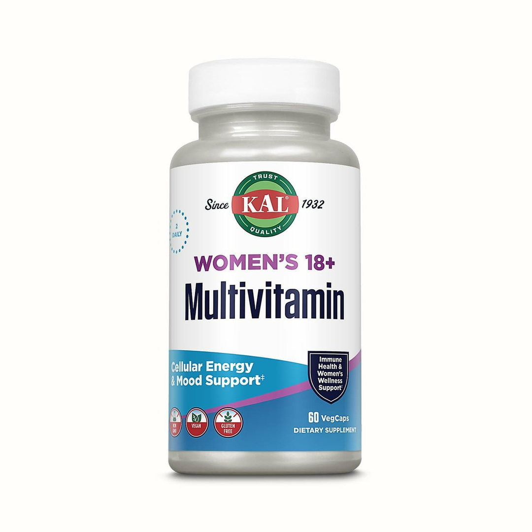 KAL Women’s 18 Plus Multivitamin - Iron Supplement and Multivitamin for Women with Vitamin D and Vitamin C - 30 Servings, 60 VegCaps