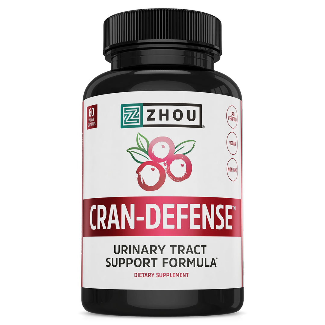 Zhou Cran-Defense - Cranberry Pills for Women &amp; Men, D Mannose with Cranberry Extract, 1000 mg D-Mannose Per Serving for Urinary Tract Health, Antioxidant Support - 60 Veggie Capsules